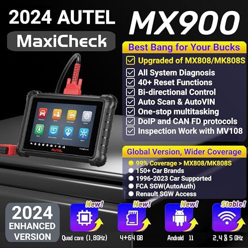 Autel MaxiCheck MX900 OBD2 Scanner, Same As Autel MaxiCOME MK900 All System Diagnostic Scan Tool for Cars, 40+ Reset Services, Autos Maxisys Tool Upgrade of Autel MK808S MX808 S MD808 PRO