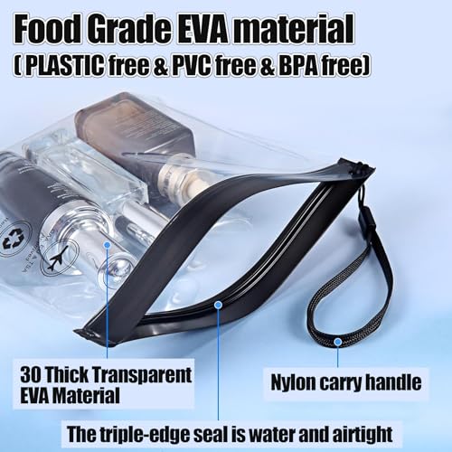 Clear Travel Toiletry Bag - Airport Security Liquids Bags, Airport Liquid Bag 20 x 20cm TSA Approved, Travel Accessories Makeup Bags Holiday Essentials Luggage for Men Women, 2pcs Black/Grey, 20*20CM
