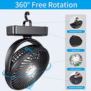 ZEBRE Portable Battery Camping Fan with LED Lantern - Rechargeable 5000mAh Battery Operated USB Desk Fan Kit with Hanging Hook for Tent Car