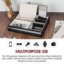 Jack Cube Valet Tray Leather, Desk or Dresser Organizer, Catch-all For Keys, Phone, Wallet, Coin, Jewelry, and More (26.26 x 5.5 x 20.8 cm) - MK158