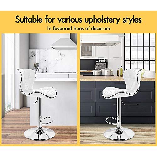 ALFORDSON Bar Stool 4Pcs Adjustable Kitchen Stools Luna Swivel Counter Barstools Dining Chair in 54-75cm Seat Height for Home Bar Dining Room (White)