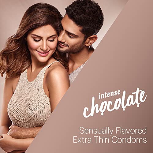 Durex multiflavored extra thin condoms for men - Bubblegum, Wild Strawberry, Intense Chocolate - 10 count (Pack of 3) | Sensually flavored condoms for fun & adventure, Pink