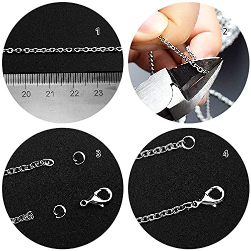 10 Meters Stainless Steel Jewerly Chain,EFGTEK 2.0 mm Small Jewelry Making DIY Chains with 20 Lobster Claps and 28 Pcs Jump Ring ( Silver Color)