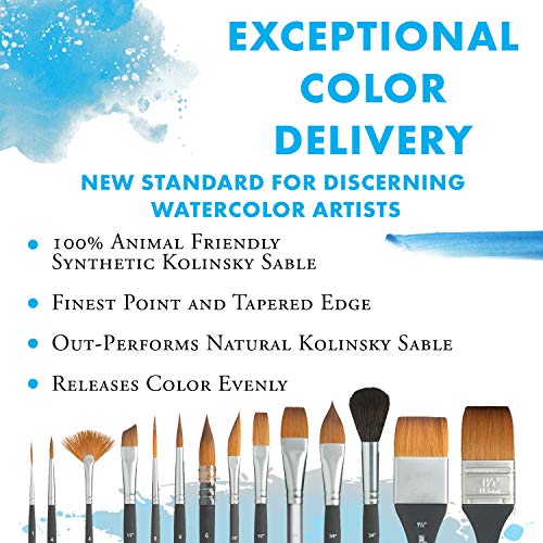 PRINCETON ARTIST BRUSH CO. Aqua Elite Fine Art Watercolours Brushes, Synthetic Kolinsky Sable, 4 Piece Brush Set, Short Handle, Ideal for Professionals & Students