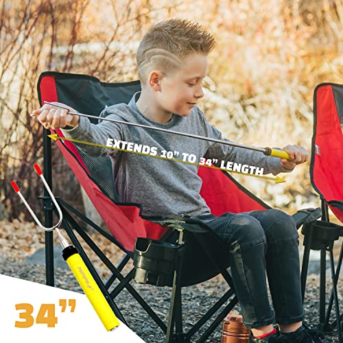 MalloMe Marshmallow Roasting Sticks Smores Kit for Fire Pit Long - Camping Campfire Accessories S'mores Gift Set- Smore Hot Dog Roaster Marshmello Skewers - 34 Inch 4 Pack