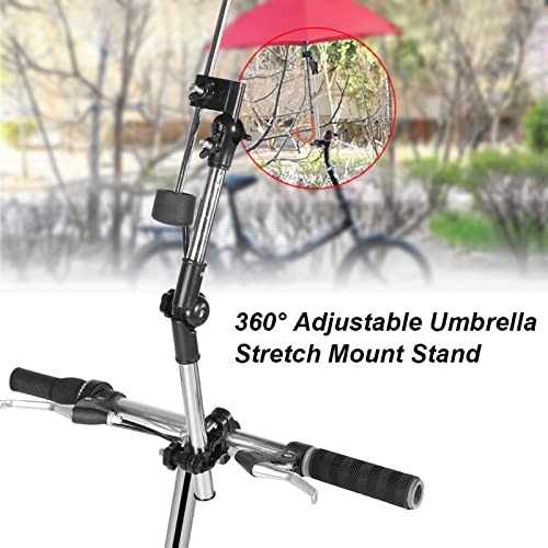 360° Adjustable Umbrella Stretch Mount Stand Holder,Install on Baby Stroller Pram Bicycle Chair, Hands to Increase Safety(Black)