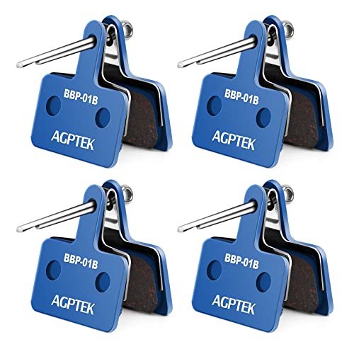 AGPTEK Bike Brake Pads, High-Performance Brake Pads, Disc Brake Pads & Spring (Semi-Metallic) for Mountain Bike Disc Brakes, Bike Pads Compatible with TRP Tektro Shimano Deore Br (Blue)