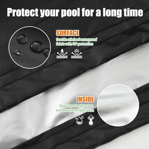 8 Ft Round Pool Cover Solar Cover for above Ground Pool with Pool Covers Accessories Swimming Round Solar Pool Covers for above Ground Pools Heavy-Duty Waterproof Dustproof(Black)