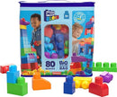 MEGA BLOKS Fisher Price Toddler Block Toys, Big Building Bag with 80 Pieces and Storage Bag, Blue, Gift Ideas for Kids Age 1+ Years