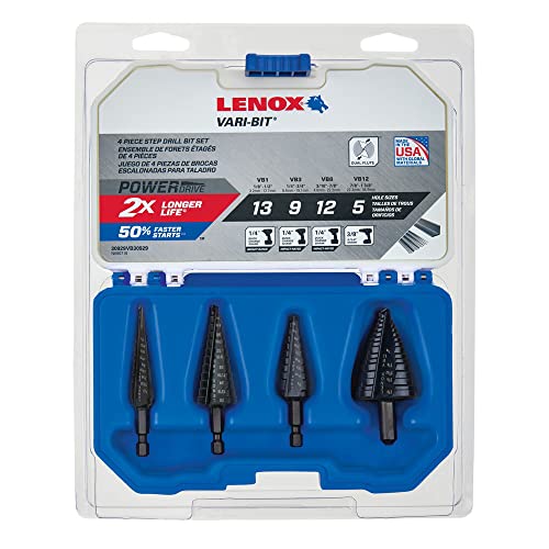 Lenox 30929-30/929 Vari-Bit 4 Piece Step Drill Bit Assortment