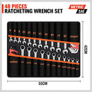 HORUSDY 48-Piece Ratchet Wrench Set, Ratchet Spanner & Hex Key Metric SAE Allen Key Wrench W/T Rolling Pouch