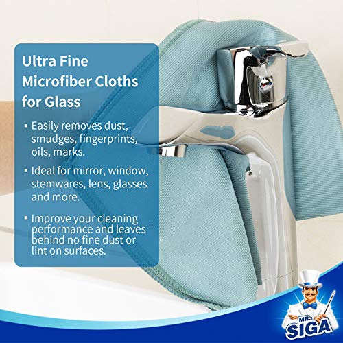 MR.SIGA 7-Piece Household Cleaning Supplies Set, Includes 1 Silicone Window Squeegee, 1 Microfiber Window Scrubber, 1 Scrub Brush, 1 Spray Bottle, 2 Microfiber Cloths, 1 Storage Caddy