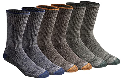 Dickies Men's Dri-Tech Moisture Control Crew Socks Multipack, Heathered Colors (6 Pairs), 6-12