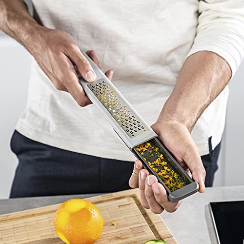 ZWILLING Z-Cut Fine Grater 3-in-1, Grater, Faster Grating Technology, Finger Guard, Food Holder, Food Storage Tray, Zester