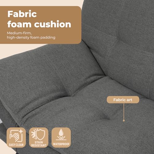 LEVEDE 3 Seater Sofa Bed Convertible, Fabric Futon Loveseat Sofa Couch,Modern Recliner Sofa Lounge with 3 Adjustable Backrest Positions, Spare Sleeper Bed for Guest, Load Up to 250kg (180cm, Grey)