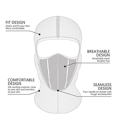 Nomel Ski Motorcycle Cycling Balaclava Full Face Mask Neck Scarf Windproof Outdoor AU (Black)