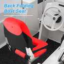 TeBaisea Folding Boat Seats Low Back 2 Pack, Waterproof Fishing Boat Captain Chairs, Stainless Steel Hinges and Microfibre Leather Includes 4 Stainless Steel Screws, Red and Black