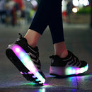 ZCOINS Boy Girl Roller Shoes with Light Flashing Wheels Skate Sneaker for Kids Teens Black Size: 2 Little Kid