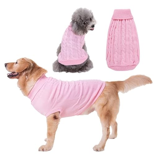 KIKNIN Dog Jumper, Thermal Turtleneck Dog Sweater, Cute Knitted Classic Pet Sweater, Soft Dog Clothes，Pet Coat for Medium to Large Dogs