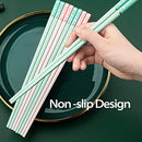 5 Pairs Fiberglass Chopsticks-Reusable Japanese Chopsticks Dishwasher Safe, 9.6 inch/24.3cm Matte Non-Slip Family/ Hotel/ Restaurant Chop Sticks, Chinese Chop Sticks, Morandi-Flower-Pink