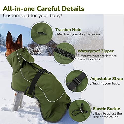 Zeaxuie Double-Layer Winter Dog Jackets, Dog Coats for Large Dogs Winter, Snowproof & Windproof Dog Sweater Coat for Medium, Large, Extra Large Dogs-L
