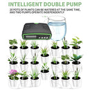 Auto Drip Irrigation Kit Dual Pumps Automatic Watering System with LCD Display 30-Day Digital Programmable Water Timer Kit Plant Watering Device for Indoor Garden Potted Plants(black)