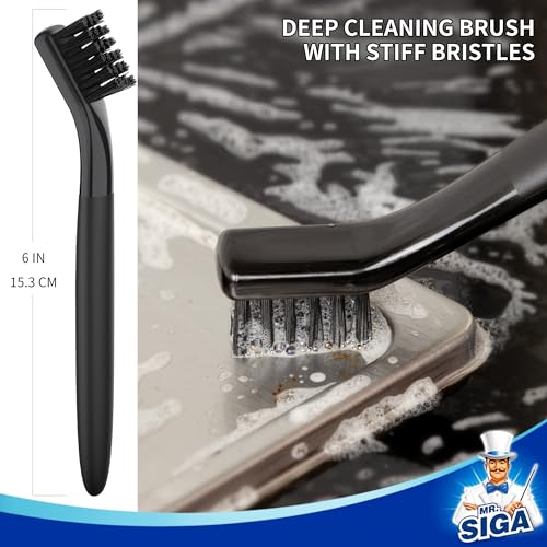 MR.SIGA Grout Cleaner Brush Set, Detail Cleaning Brush Set for Tiles, Sinks, Drains, Grout Brush for Edge, Crevice Cleaning