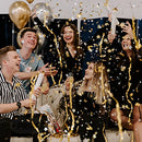 Gold Confetti Poppers 4 Pack | Confetti Cannon Party Poppers Confetti Shooter for Events Birthday Celebration | Bulk Streamer Blaster Cannon Star Launcher | Large Prank Package Gun Tube Stick