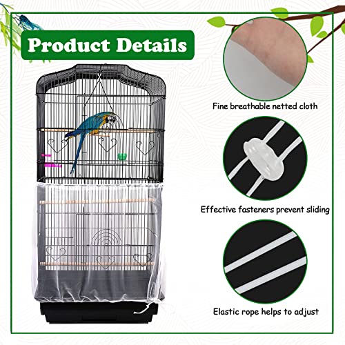 ZOCONE Bird Seed Guards & Catchers Stretchy Adjustable Drawstring Bird Cage Mesh Net Cover Cage Skirt (8''X80'', White)