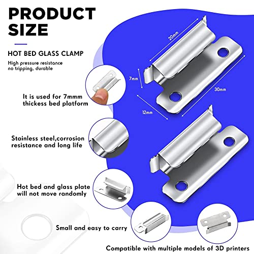 Laiaouay 16 Pieces 3D Printer Bed Clips Clamp Hot Bed Glass Platform Fix Clamps and Silicone Leveling Solid Bed Mounts Set