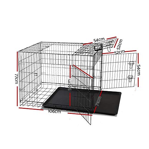 i.Pet Dog Crate Cage 42" Pet Kennel Crates Puppy Cat Fence House Outdoor Indoor Portable Carrier, Metal Wire with Triple Doors Lockable Foldable with Removable Tray and Handle