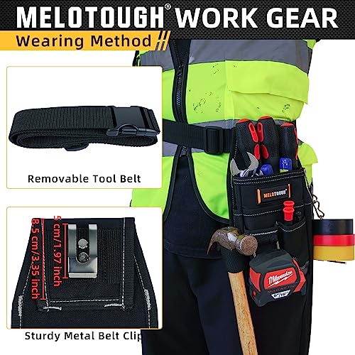 MELOTOUGH Small Tool Pouch, Pocket Tool Pouch Tool Belt Pouches with Belt Clip Utility Mini Tool Organizer Pouch for Electrician, Carpenter, Construction, Technician