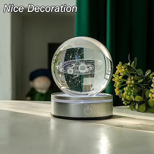 IFOLAINA 3D Solar System Crystal Ball 3.15" Astronomy Gifts for Kids The Solar System Model Glass for Physicist Decorative Planets with Stand