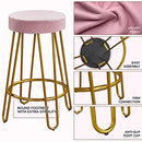 Yaheetech Round Kitchen Counter Stool Home Bar Height Stools with Golden Hairpin Legs Upholstered Velvet Seat for Kitchen/Dining Room Set of 2, Pink