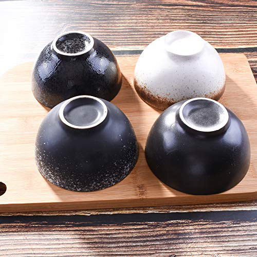 Japanese Style 4.5 Inch Rice Bowls Set of 4, Creative Ceramic Home Rice Salad Bowl Noodle Bowl, Soup Bowl