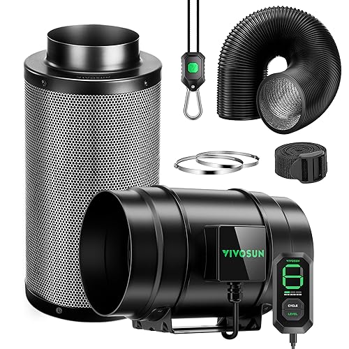 VIVOSUN Smart Air Filtration G8 Kit 8", AeroZesh G8 Inline Duct Fan with E12 Speed Controller, Carbon Filter & 25' Ducting, Cooling & Ventilation System for Grow Tents, Indoor Gardening, Hydroponics