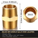 2 Pieces Brass Pipe Fitting Brass Hex Nipple Male Pipe Adapter, Straight Connector Pipe Fitting (3/4 x 3/4 Inch NPT)