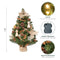 WBHome 1.8 Feet Pre-lit Decorated Tabletop Christmas Tree, Boho-Minimalist Christmas Themed Decorations with Pine Cones, Pre-Lit Mini Christmas Tree, 35 Bulbs