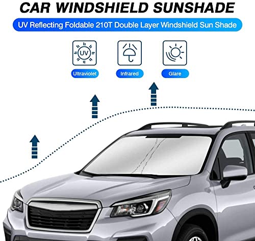 X-CAR Custom Fit Windshield Sun Shade Compatible with Subaru Forester 2019-2023 WindScreen Shade Foldable Sun Visor Protector Blocks UV Rays Keep Your Car Cooler