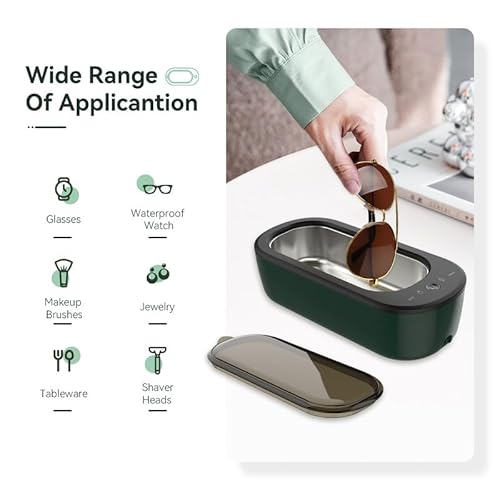 Jewelry Cleaner, 45kHz Ultrasonic Jewelry Cleaning Machine with 4 Time Modes, Portable Professional Household Ultrasonic Jewelry Cleaner for All Jewelry Eyeglasses Watches Shaver