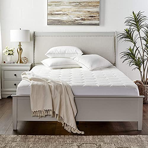 Zen Bamboo Ultra Soft Fitted Bamboo Mattress Pad - Premium Hypoallergenic Bamboo Mattress Topper with Honeycomb Cooling Technology - Queen