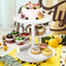 Skylety 4 Tier Round Cupcake Tower Stand Beaded Wood Cake Stand with Tiered Tray Cupcake Stand for 50 Cupcakes Cake Display Stand Dessert Tiered Serving Tray for Birthday Graduation Wedding (White)