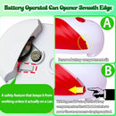 Electric Can Opener For Kitchen One Touch Automatic Can Opener Electric for Almost Cans Battery Operated Can Opener For Seniors and Arthritis Smooth Edge Hands Free Food-Safe (Red)