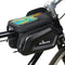 Bike Frame Tube Bag with Touchable Phone Holder - Bicycle Waterproof Two Sides Twins Handlebar Front Bag with Large Capacity Pouch Storage with Cell Phone Mount for Galaxy Phone and iPhone Below 7.2”