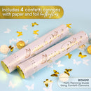 White Butterfly Confetti Poppers 4 Pack | White and Gold Confetti Cannon Party Poppers Confetti Shooters for Wedding Parties Events Birthday Celebrations | Bulk Large Paper Gun Launcher Tube Stick