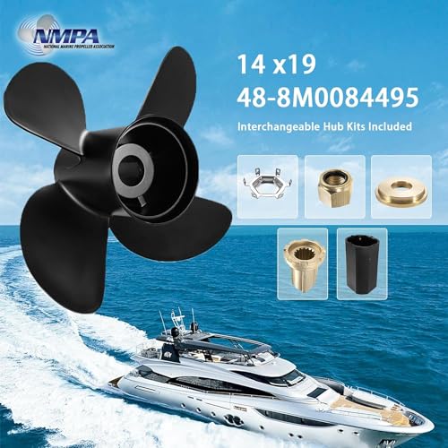 VIF 4 Blade Boat Propeller OEM Upgrade 14 x 19 OEM Upgrade 5 Boat Propeller for Mercruiser Alpha One/Bravo One & Mercury Outboard Engines 135-300HP,48-8M008449,15 Spline Tooth,Rh