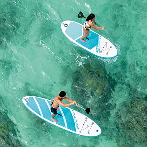 Intex Aqua Quest 240 Youth Inflatable Stand Up Beach Paddle/Surf Board Set