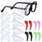 AFUNTA 4 Pairs Safety Glasses Side Shields, Flexible Slip On Side Shields for Prescription Glasses with 4 Pairs Silicone Anti-Slip Ear Grip Hooks, for Small to Medium Eyeglasses, Red, Large