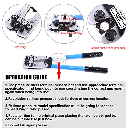 Glarks 2Pcs Wire Crimper Terminal Crimping Tool Cable Lug Crimper Cu/Al Terminal Ratchet Electrician Plier with Cable Cutter for 10, 8, 6, 4, 2, 1/0 AWG Wire Cable Cutting and Crimping