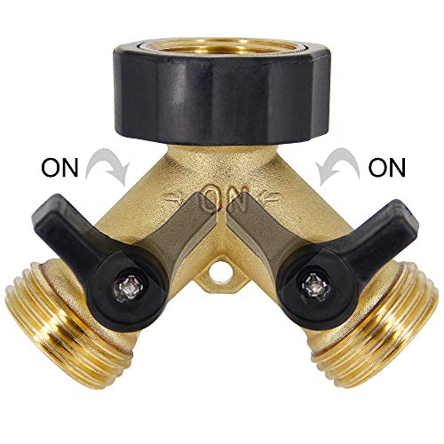 Lifynste 2 Way Brass Hose Splitter, 3/4" Brass Hose Connectors, Y Connector Garden Hose Adapter Connector, 1 Pack